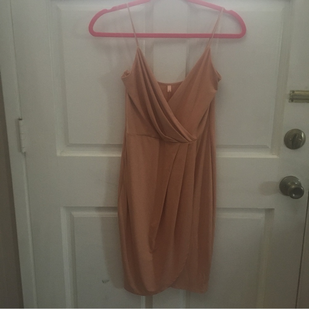 Dressy Peach Mini V-neck Dress